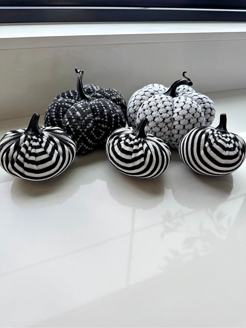 Black & White Striped Fabric Pumpkins Set